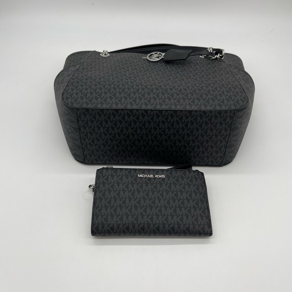 Michael Kors Large X Chain Shoulder Tote Bag & Double Zip Wallet Wristlet - Picture 8 of 13